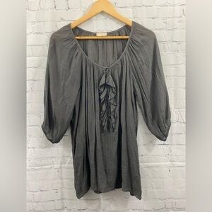 Everly Smoky Gray Womens Size Medium Lightweight Flowy Peasant Top
